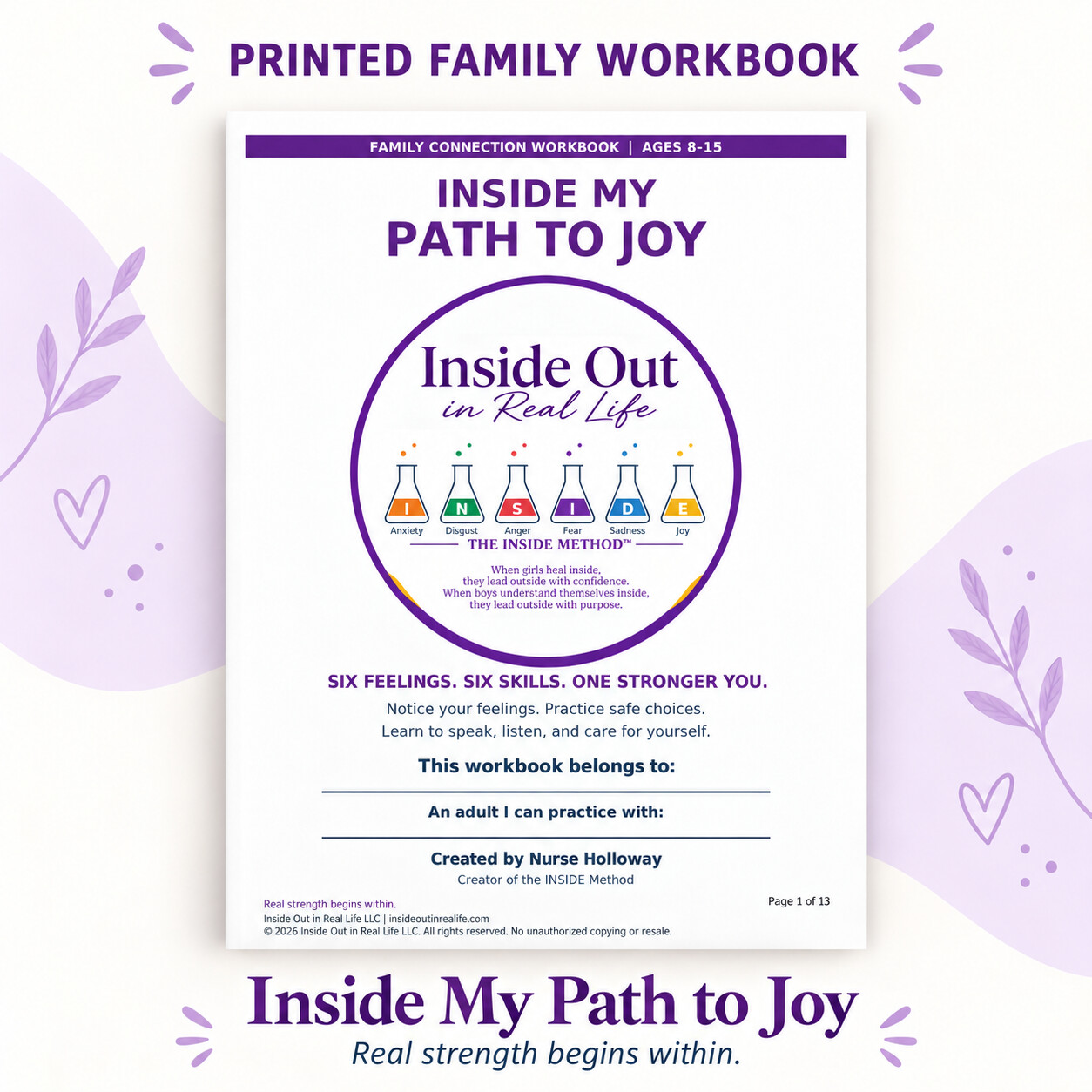 Inside My Path to Joy printed Family Connection Workbook cover