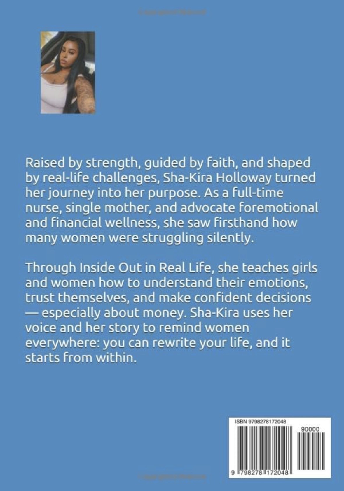 Back cover of Inside Out in Real Life with Shakira Holloway’s author story